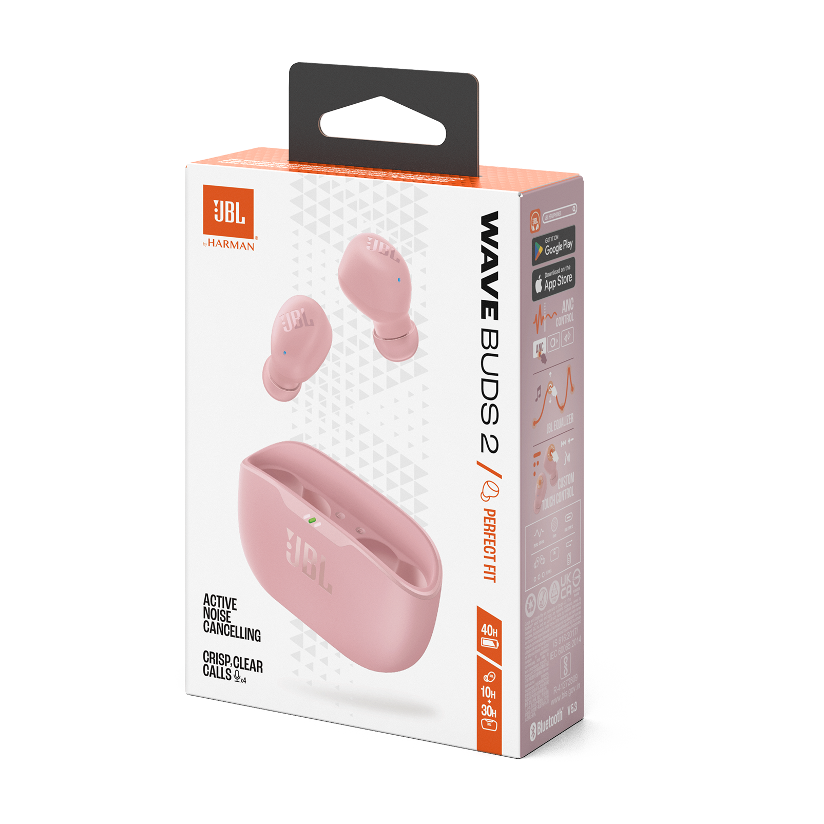 JBL Wave Buds 2 - Pink - True Wireless Noise Cancelling Earbuds - Detailshot 15